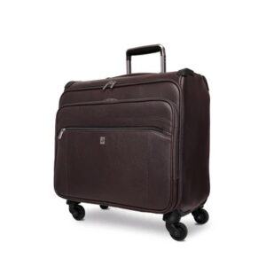 Premium Brown Leather Cabin Suitcase – Stylish 4 Wheel Travel Luggage for Business Trips