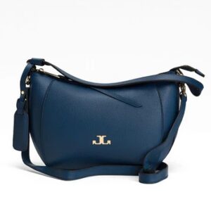 Elegant Blue Crescent Leather Shoulder Bag for Women – Premium Crossbody Handbag