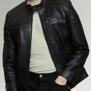 Men’s Black Sheep Leather Jacket – Modern Slim Fit Biker Jacket