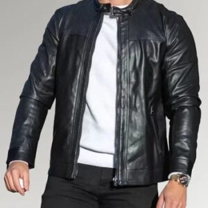 Men’s Black Sheepskin Leather Jacket – Premium Genuine Leathe