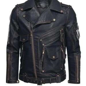 Premium Black Motorcycle Leather Jacket for Men – Real Sheep Leather